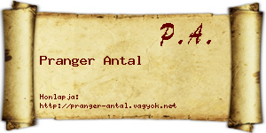 Pranger Antal névjegykártya